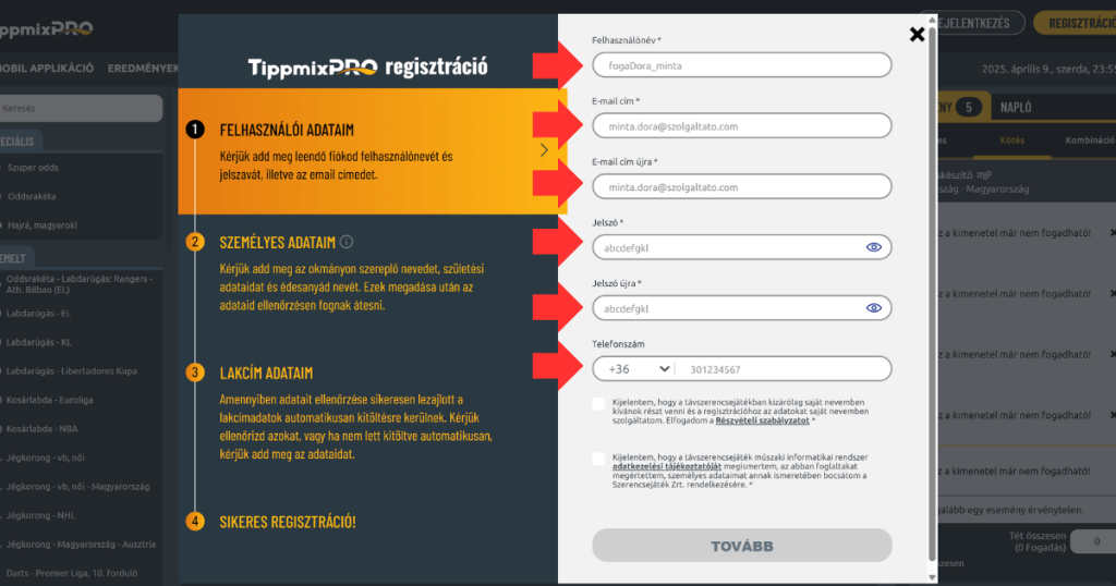 Tippmix pro registration instructions